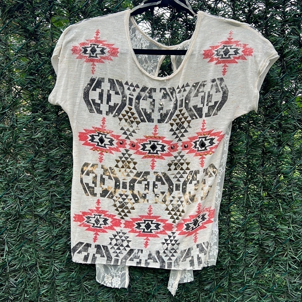 Lace ORIGAMI JEWELED TOP